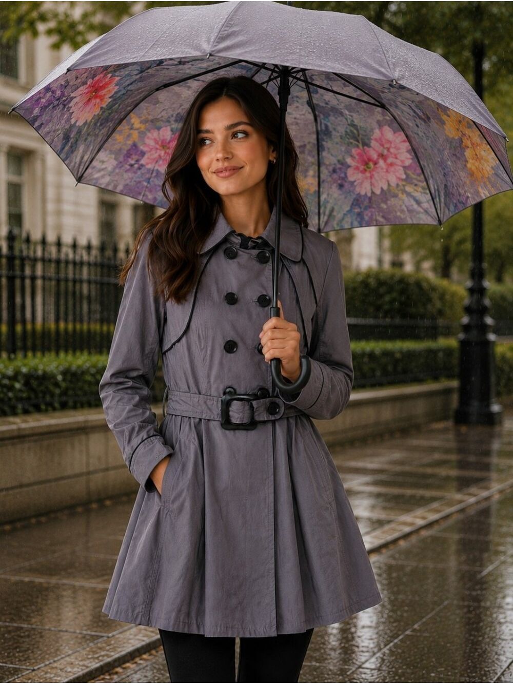 NWT SOIA & KYO I LOVE S&K GRAY BELTED TRENCH RAINCOAT FIT & FLARE SMALL - Picture 16 of 16